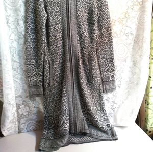 Telluride long, hooded, zipper sweater. Small.